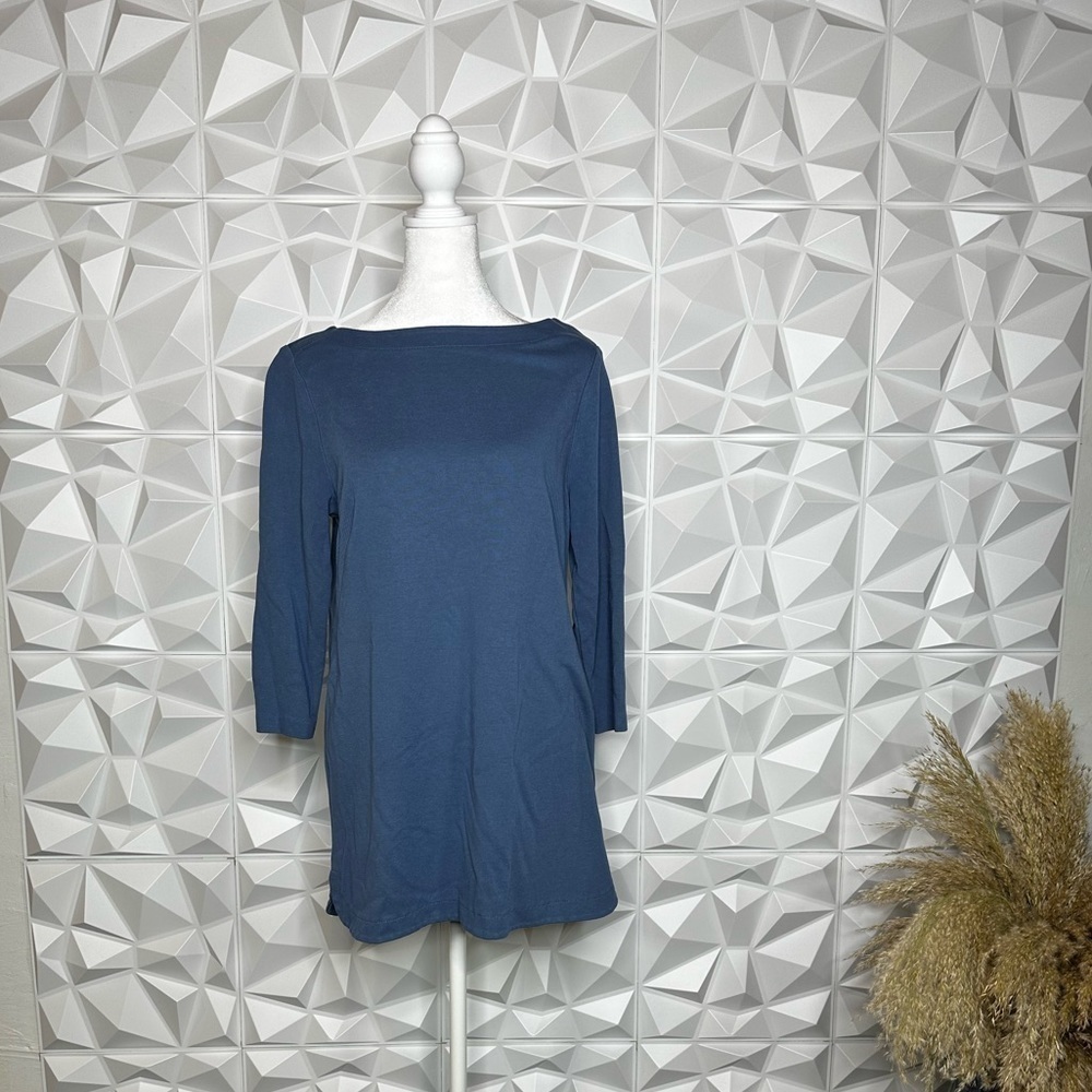J. Jill Ponte Women’s Blue 3/4 Sleeve Knit MIDI Dress Size Medium